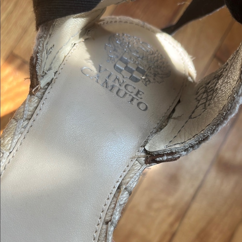 Vince Camuto Black and Cream Espadrille Wedges - Picture 8 of 9